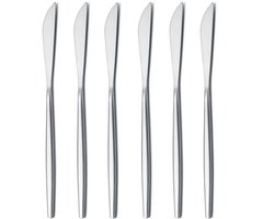 Sander Shop Tafelmes 6-Delig, RVS Mat Zilver Tafelmes, Robuust Botermes, Modern Design Botermes, Vaatwasmachinebestendig (Mat Zilver-8,9 Inch)