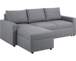 Sander slaapbank met chaise longue, opbergruimte en uittrek grijs.