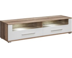 Sander - TV-Meubel - LED - Wit glanzend - Monument Oak - 180 cm
