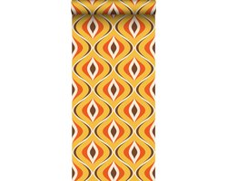 Sanders & Sanders behang retro ornamenten geel en oranje - 50 x 900 cm - 935405