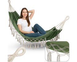Sandos Hammock - Boho Stijl - Tweepersoons - Franje - Groen
