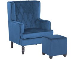 SANDSET - Fauteuil - Donkerblauw - Fluweel