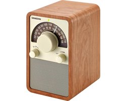 Sangean WR-15 Retro Radio met AM en FM – Bluetooth speaker met unieke houten kast - Walnoot