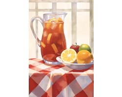 Sangria Poster - Cocktail - Tinto de Verano - Moderne Kunst - Kamer Decoratie - Drank - Rode Wijn - Spanje - Terras - Horeca - posters - formaat 60x90cm - Wanddecoratie - 1860YR