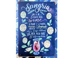Sangria | wandborden metaal | 20 x 30cm | wanddecoratie | huis, tuin, schutting en terras | voor binnen en buiten