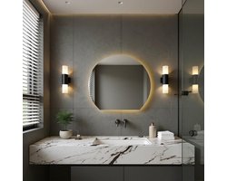 Saniclass Aura Badkamerpiegel - 80x68.3cm - halfrond - horizontale / verticale - indirecte LED verlichting - spiegelverwarming - Infrarood