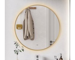 Saniclass Badkamerspiegel - rond - diameter 60cm - indirecte LED verlichting - spiegelverwarming - infrarood schakelaar - mat goud