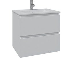 Saniclass Chaci Badkamermeubelset - 80x46x55cm - keramische wastafel wit - 1 wasbak - 1 kraangat - 2 lades - mat wit