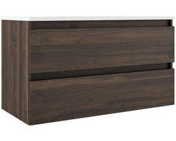 Saniclass Chaci Badkameronderkast - 100cm - 2 lades - greeploos - noten (hout)