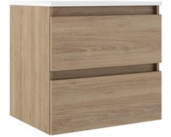 Saniclass Chaci Badkameronderkast - 60cm - 2 lades - greeploos - eiken