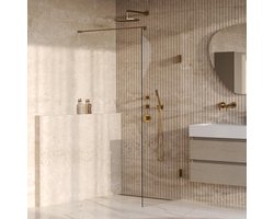 Saniclass Create Inloopdouche - 80x200cm - profielloos - antikalk - 8mm veiligheidsglas - Goud geborsteld