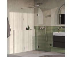 Saniclass Create Inloopdouche - 90x200cm - profielloos - 30cm - zijwand - antikalk - 8mm veiligheidsglas - geborsteld RVS