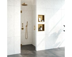 Saniclass Create Nisdeur - 70x200cm - profielloos - antikalk - 8mm veiligheidsglas - Goud geborsteld