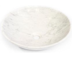 Saniclass Dia Waskom - 42x42x12cm - rond - natuursteen marmer - Gepolijst wit
