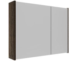Saniclass Holz Atelier Spiegelkast - 80x63x16cm - inclusief zijpanelen - Eiken charcoal