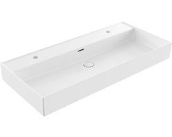 Saniclass Legend Meubelwastafel - 101x47x13cm - met overloop - 1 wasbak - 2 kraangaten - keramiek - glans wit