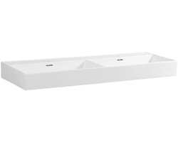 Saniclass Legend Meubelwastafel - 120x47x13cm - overloop - 2 wasbakken - links rechts 2 kraangaten - keramiek - wit