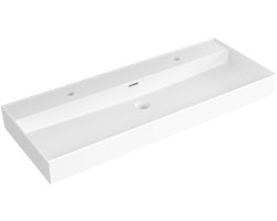 Saniclass Legend Meubelwastafel - 121x47x13cm - met overloop - 1 wasbak - 2 kraangaten - keramiek - glans wit