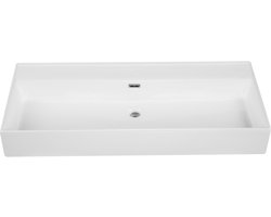 Saniclass Levina Meubelwastafel - 100.5x47x12cm - overloop - 1 wasbak - zonder kraangat - keramiek - wit glans