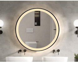 Saniclass Lonato badkamerspiegel – Spiegel – Met verlichting – 80cm – Mat zwart