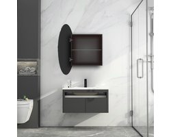 Saniclass Lonato spiegelkast - Rond - Spiegel 60cm - Kast 40x40x13cm - Zwart