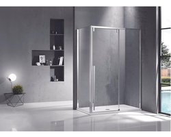 Saniclass Neptune douchecabine 140x100cm met schuifdeur 8mm veiligheidsglas met anti kalk zilver gepolijst