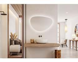 Saniclass Organic Spiegel Sim - 100x66.6cm - verlichting - spiegelverwarming - horizontaal/verticaal - organisch