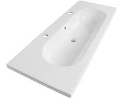 Saniclass Palermo Meubelwastafel - 120x47x3.5cm - overloop - 1 wasbak midden - 2 kraangaten - keramiek - wit