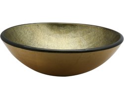 Saniclass Pesca Limone waskom – Ø42x14,5 cm – Gehard glas – Goud groen