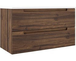 Saniclass Prime Balance Wastafelonderkast - 100x55x44.9cm - 2 lades - Geintegreerde greep - MDF - Noten