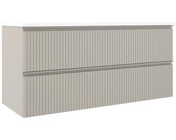 Saniclass Prime Blend Wastafelonderkast - 120x55x45.9cm - 2 lades - geintegreerde greep - MDF - mat cotton (beige)