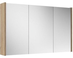 Saniclass Prime Spiegelkast - 100x63x16cm - inclusief zijpanelen - eiken