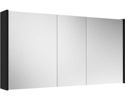 Saniclass Prime Spiegelkast - 120x63x16cm - inclusief zijpanelen - mat zwart
