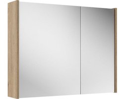 Saniclass Prime Spiegelkast - 80x63x16cm - inclusief zijpanelen - eiken