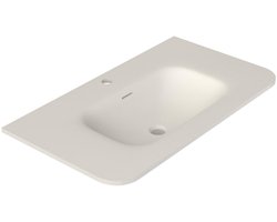Saniclass Terra Meubelwastafel - 101x46x1.2cm - afgeronde hoeken - 1 wasbak - 1 kraangat - solid surface - wit mat