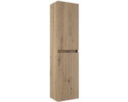Saniclass Vita Hoge Kast - 140x35x27cm - 2 deuren - rustiek eiken