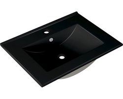 Saniclass Vygo Meubelwastafel - 61x2x46cm - overloop - 1 wasbak - 1 kraangat - keramiek - mat zwart