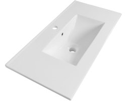 Saniclass Vygo Meubelwastafel - 81x2x46cm - overloop - 1 wasbak - 1 kraangat - keramiek - wit