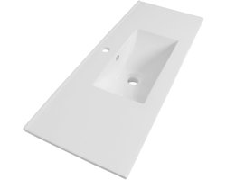 Saniclass Vygo Small Meubelwastafel - 100x40x2cm - 1 kraangat - keramiek - glans wit