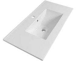 Saniclass Vygo Small Meubelwastafel - 80x40x2cm - 1 kraangat - keramiek - glans wit
