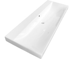 Saniclass Wave Meubelwastafel - 120x46x7.5cm - overloop - 1 wasbak - zonder kraangat - keramiek - wit