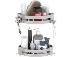 Sanicraft® Doucherek - Doucherekje Zonder Boren - Geschikt voor Elk Type Muur - Doucherek Zilver- Hangend & Roestvrij - 2 Stuks