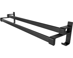 Sanics® Handdoekrek Dubbel Zonder Boren 60cm - Handdoekstang - Handdoekhouders - Met Dubbele Stang - Handdoekenrek Badkamer - Zwart