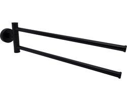 Sanics® Orca Handdoekenrek Zwart Inclusief Montageset – Handdoekrek 2-armig - Handdoekhouder - Handdoekstang - Badkamerrek voor Handdoeken RVS