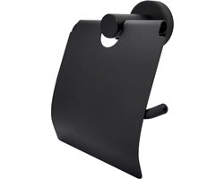 Sanics Orca Toiletrolhouder Zwart met Klep - WC Rolhouder RVS Inclusief Montage set - WC Papier Houder Hangend - Closetrolhouder