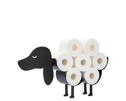 Sanics® Reserverolhouder Hond - WC papier houder Vrijstaand - Toiletrolhouder Ophangbaar - Zwart
