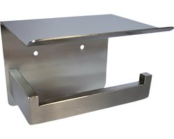 Sanics® WC Rolhouder Zilver – Toiletrolhouder zonder Boren – WC Papier Houder Met Plankje - Zelfklevend - RVS