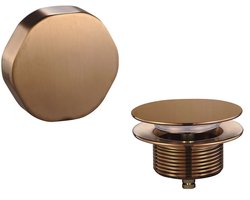 Sanifun Badafvoer met Badvulfunctie – Geborsteld Brons Koper – Mechanische Waste met Overloop