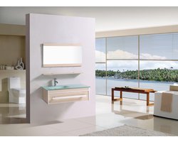 Sanifun Badkamermeubel Cira 1000 – Modern design met glazen wastafel & complete set