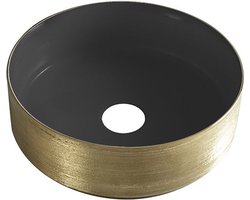 Sanifun Mondi waskom rond 360 x 360 x 120 mm mat zwart/geborsteld goud